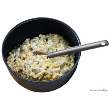 Pollo a la crema con vegetales y arroz
