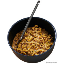 Pasta con crema de champiñones y ternera
