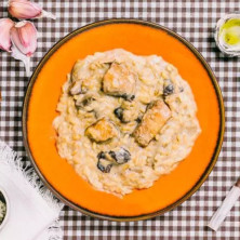 Risotto de salmón y setas