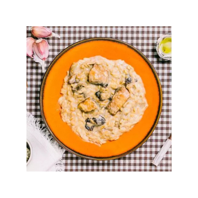 Risotto de salmón y setas